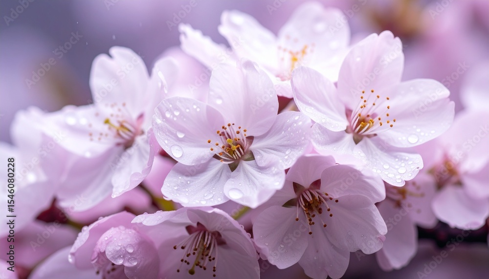 Dewkissed blossoms Pale pink petals gleam Dewkissed blossoms Pale pink petals gleam