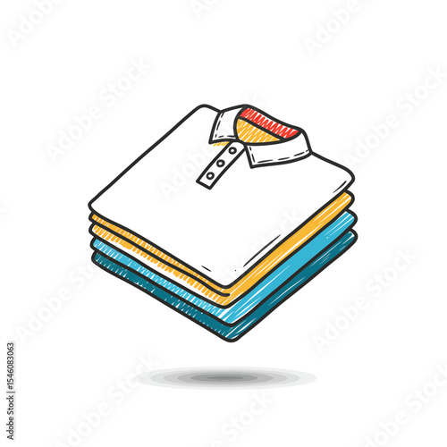 Hand-drawn illustration of neatly folded laundry items, perfect for representing cleanliness, organization, and domestic tasks in a charming and approachable way.