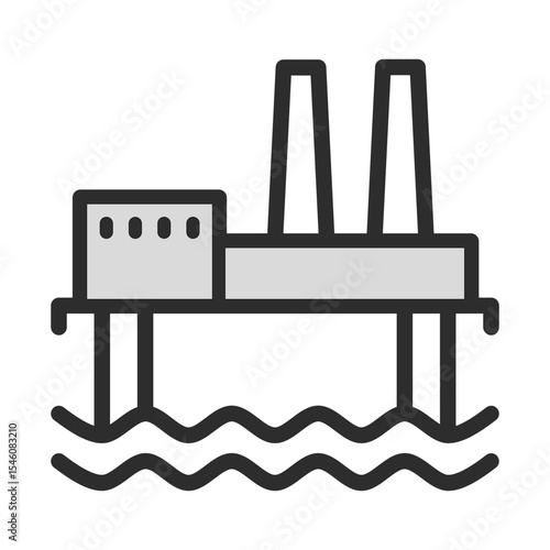 Offshore Platform Vector Icon Set - Editable Line Weight - Oil rig, gas, ocean, sea, energy, production, industry, exploration, drilling, marine icons