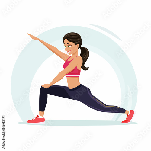 Sport and fitness backgrounds. young woman stretching, vector illustration