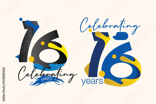 6th years celebration vector design
