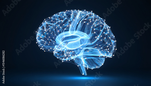 The Light of Wisdom in the Brain , futuristic medical research of brain neural nerve system health care with diagnosis vitals infographic  , generative ai