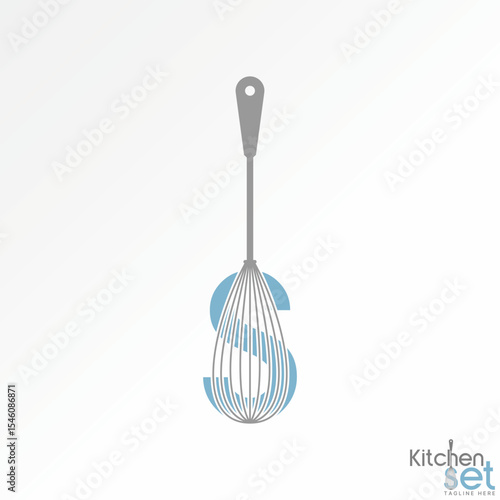 Logo design graphic concept creative premium vector stock image top sell initial S font cut egg beater bakery cooking cream to food kitchen chef bread