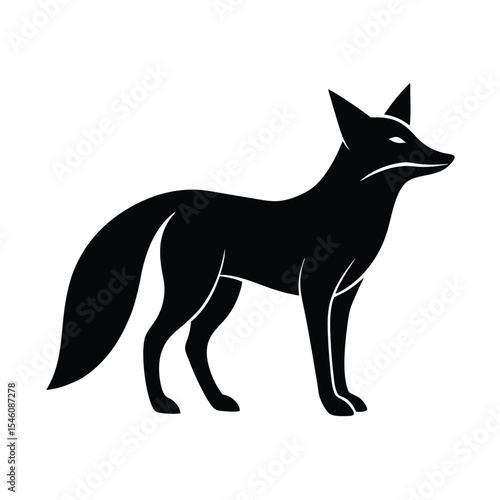Fox silhouette design for wild animal nature forest hunting and nocturnal wildlife themes