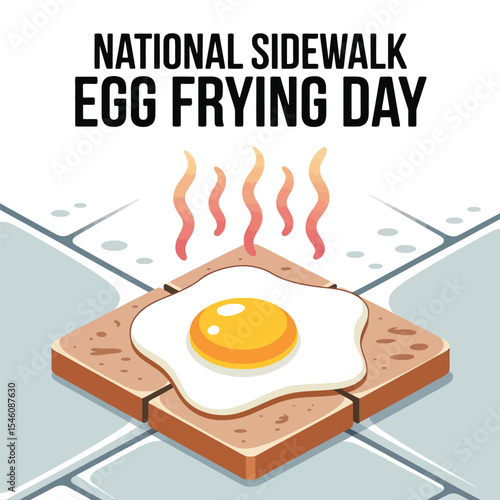 National Sidewalk Egg Frying Day, fried egg vector, hot pavement egg, sidewalk egg icon, summer heat concept, quirky food vector, egg cooking symbol, sidewalk cooking vector, flat egg illustration, fu