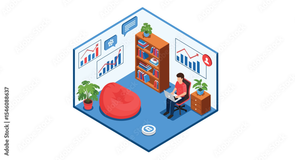 Fototapeta premium Modern Home Office Setup Productivity and Comfort Combined