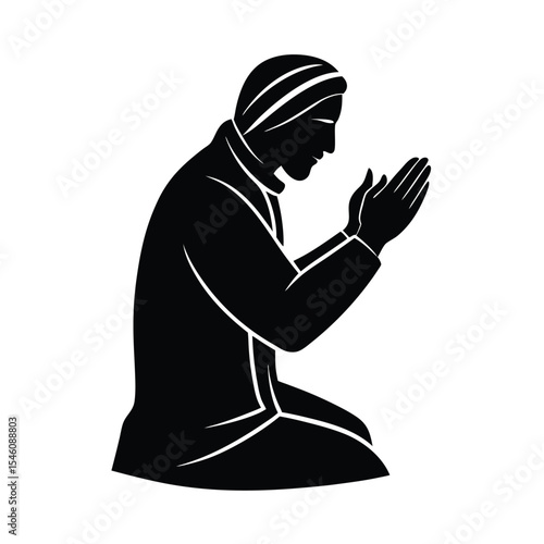 Islamic man praying silhouette for faith religion worship spiritual and peaceful themes