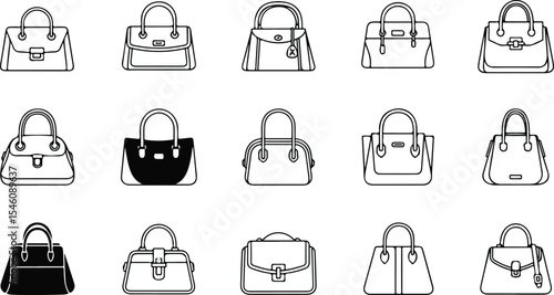 Collection of Elegant Handbag Illustrations Diverse Styles and Designs