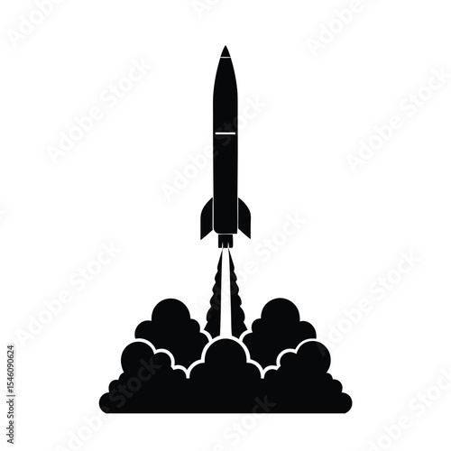Rocket launch silhouette representing science space innovation and futuristic exploration