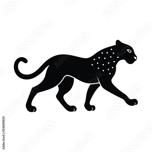 Running cheetah silhouette symbolizing speed wildlife strength and predator movement scene