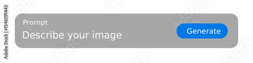 Mock up screen of an Ai image generator website showing a tab with words Describe your image.Write prompt to generate high quality images 
