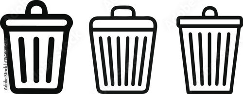 Set of Trash Can and Delete Line Icons vector illustration.