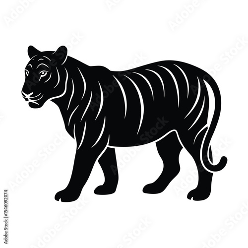 Silhouette of tiger design for nature predator wildlife strength and bold visual themes