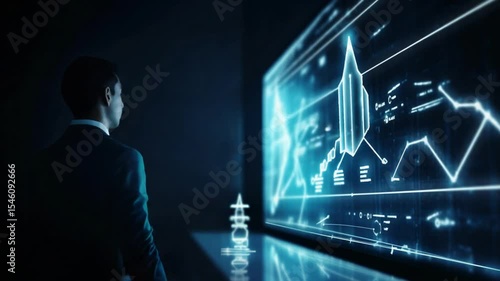 Innovative businessman using modern technology to analyze data and create investment growth chart