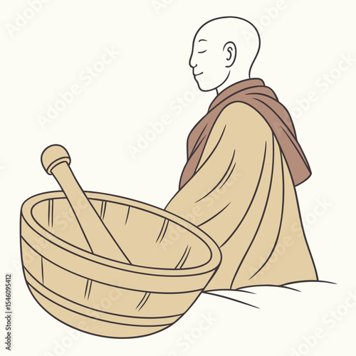 wooden mortar and pestle vector
