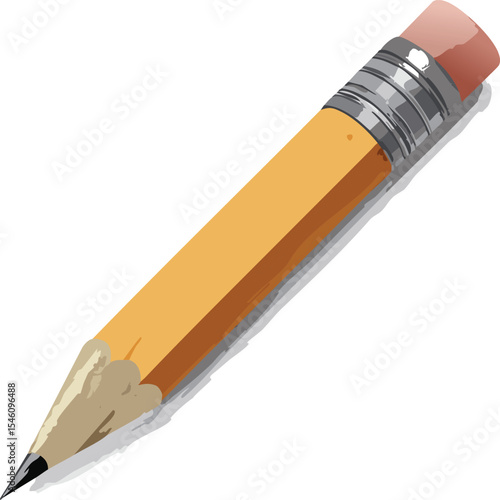 A realistic pencil with wood texture and graphite tip, no background, viewed in a diagonal top-down angle.