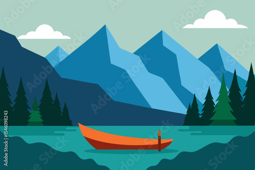 Serene Mountain Lake Escape A Tranquil Rowboat Scene