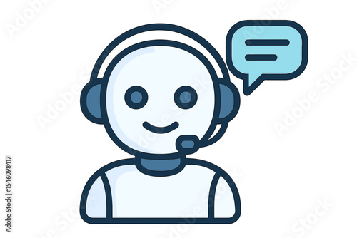 A depiction of an AI robot is accompanied by references to chat and chatbot technology, along with a 3D artificial icon and GPT customer service, featuring a support character with a human-like face