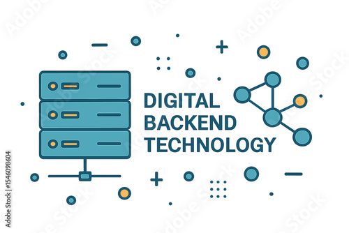 The concept of digital backend technology is represented by a particle background design