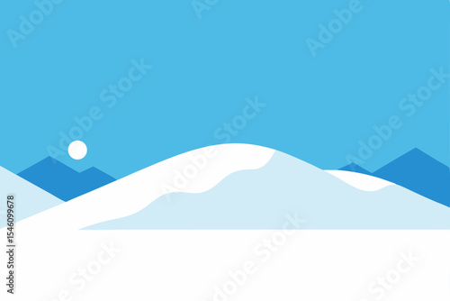 Serene Winter Landscape Minimalist Snow-Covered Mountains and Sky