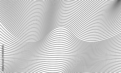black and white wavy line abstract background vector illustration