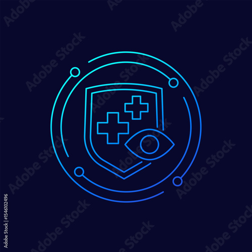 eye health icon with shield, linear design