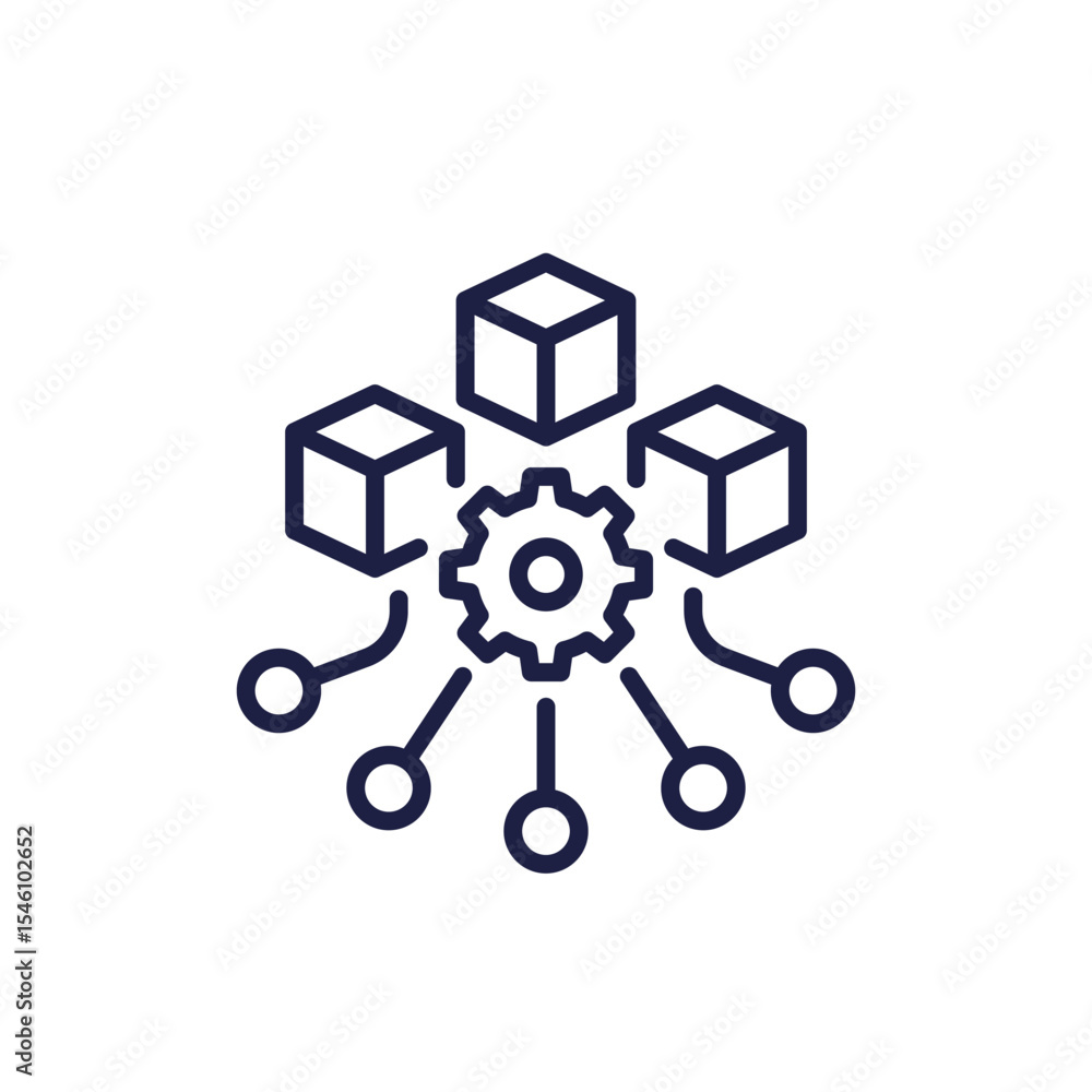 Obraz premium smart factory and manufacturing technology line icon