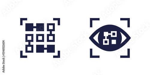 pattern recognition icons on white, technology and ai concept