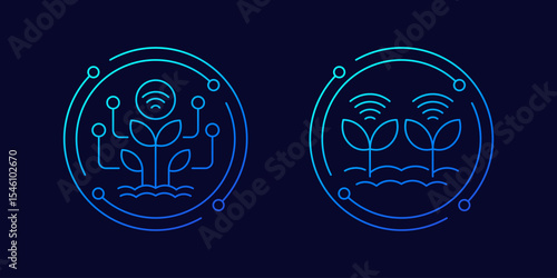 smart farming and agriculture icons, linear design