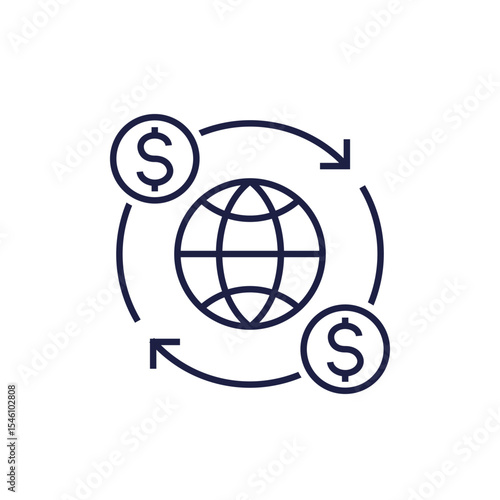 world economy line icon on white