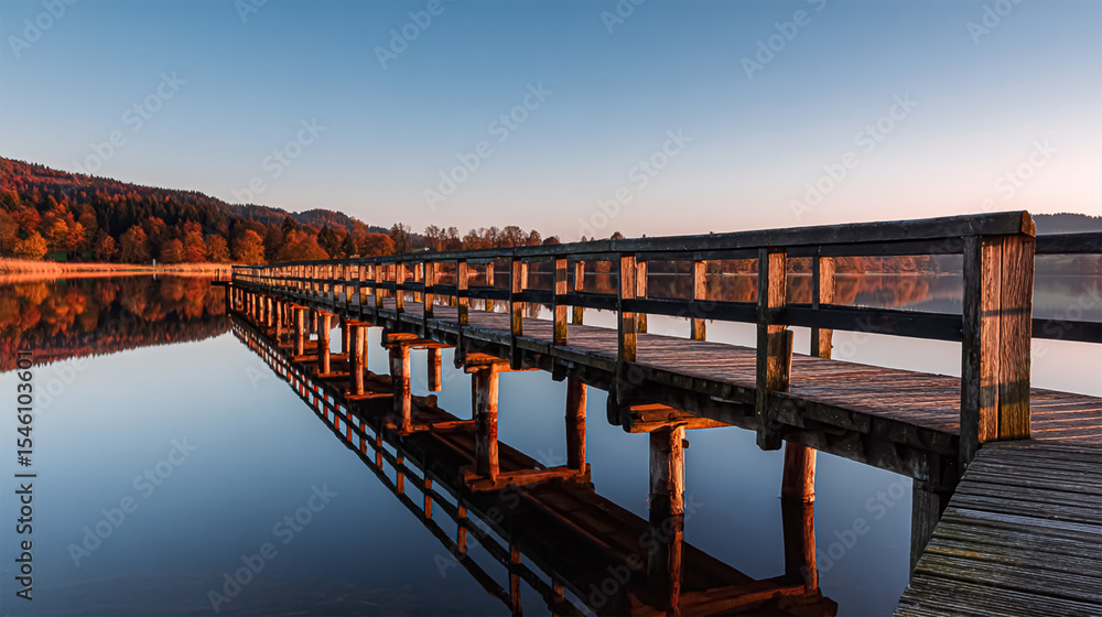 Bridge over river at sunset landscape wooden bridge over river, pier at sunset Bridge over river at sunset landscape wooden bridge over river, pier at sunset