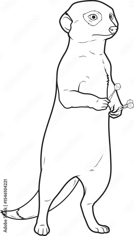 Obraz premium Meerkat Darts Dart Animal Vector Graphic Art Illustration