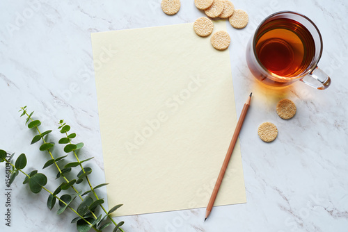 Blank Paper, Tea, and Pencil A Cozy Writing Setup