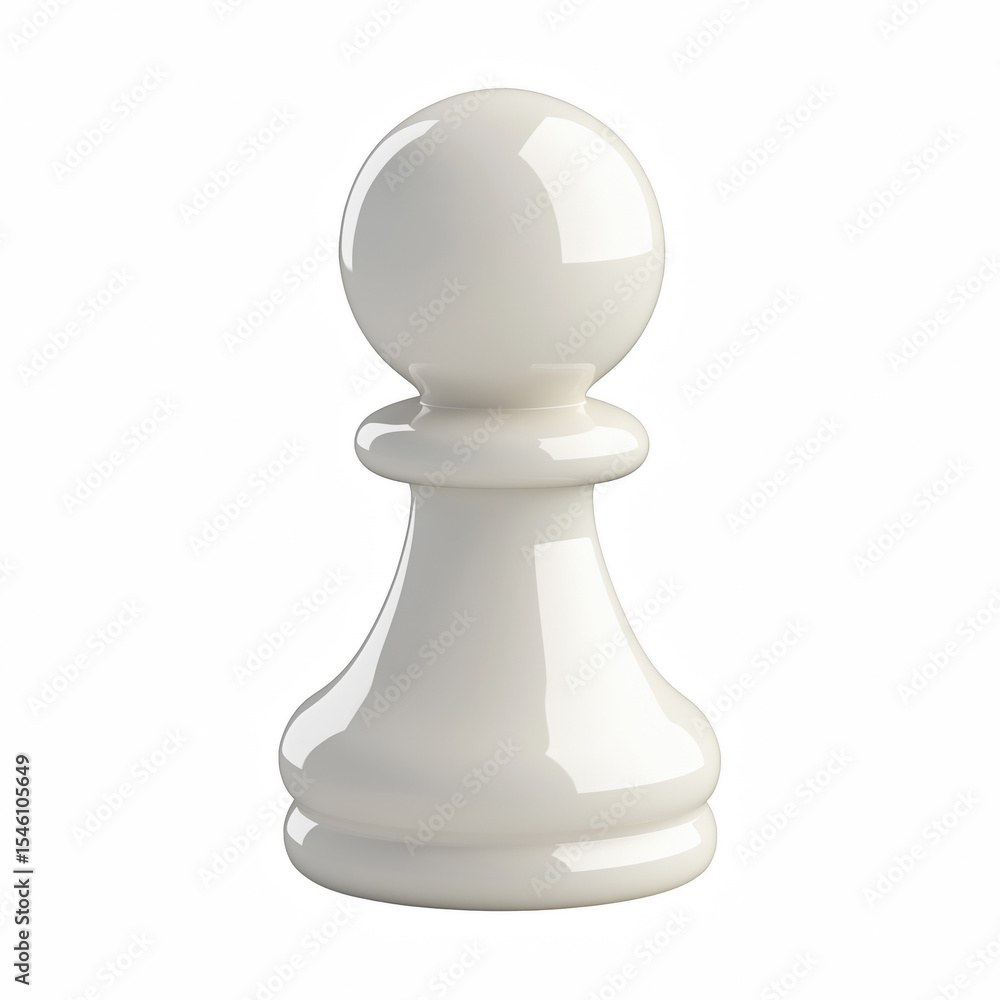 Cute 3D white pawn chess piece, isolated on white background. Cute 3D white pawn chess piece, isolated on white background.