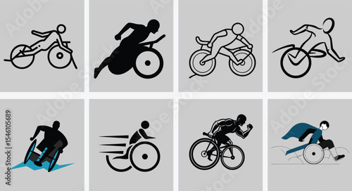 Silhouette of a Determined Disabled Athlete in Action