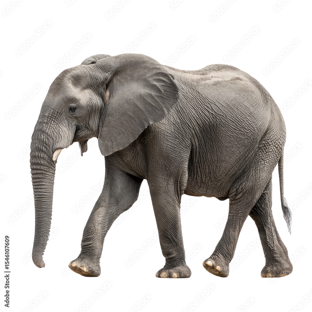 Fototapeta premium Majestic African Elephant Walking Gracefully Through Its Natural Habitat in a Close-Up Image