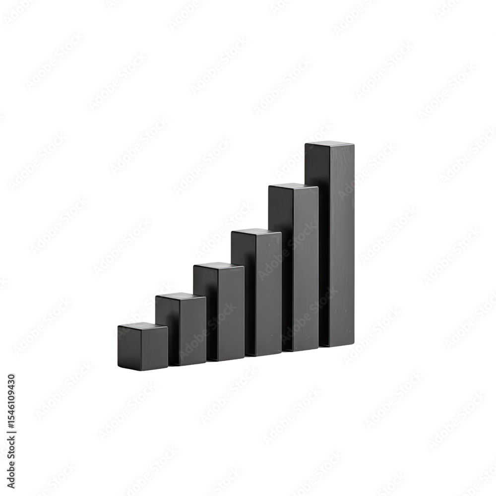 Obraz premium Abstract representation of growth in progress with ascending black bars depicting business success on a minimalistic background