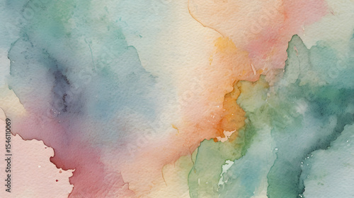 Soft watercolor texture on handmade paper, pastel colors, light brush strokes, artistic and organic feel, perfect for invitations and stationery.