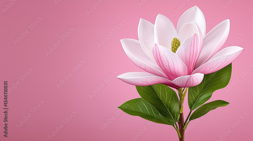 custom made wallpaper toronto digitalPink Magnolia Blossom on Pink Background Close up of Delicate Flower with Dew Drops