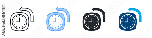 History Icon Set Multiple Style. Design In Outline, Blue, Glyph, Dual Tone