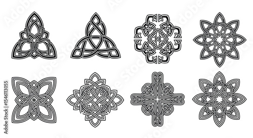 Diverse Collection of Abstract Geometric Figures Exploring Symmetry and Pattern Complexity