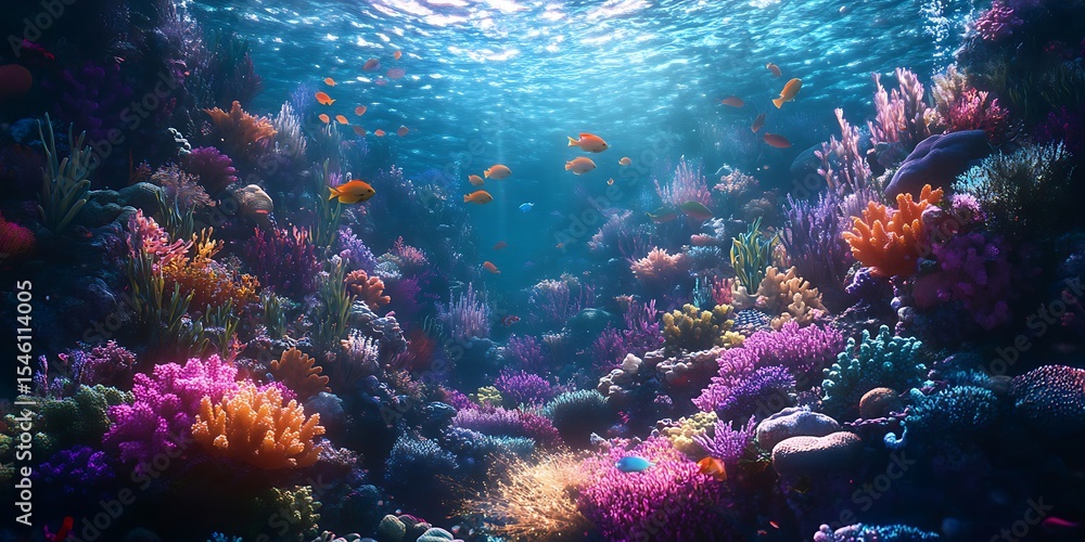 Naklejka premium Vibrant Coral Reef Underwater Paradise Panorama