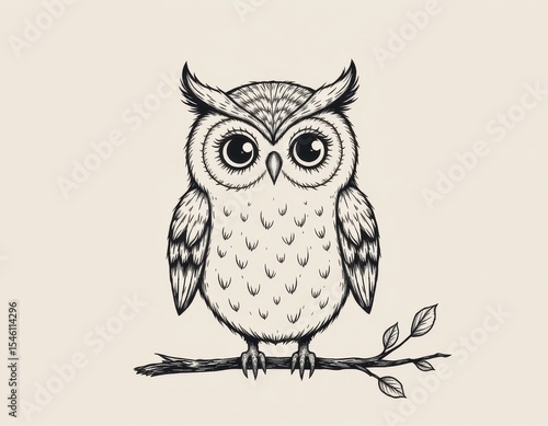 Charming Hand-Drawn Owl Illustration