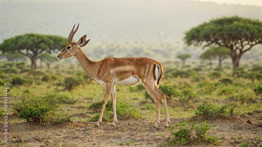there is a gazelle standing in the middle of a field there is a gazelle standing in the middle of a field