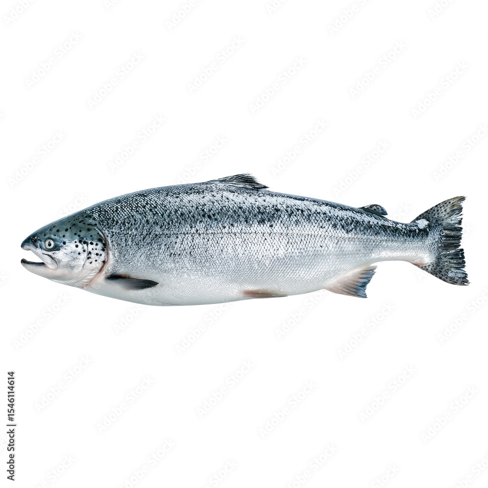 Obraz premium Fresh Salmon Fish on White Background Perfect for Culinary and Seafood Themed Projects and Recipes