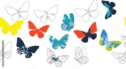 Colorful Butterfly Collection Artwork Representing Change Transformation Beauty and Delicate Nature Aspects