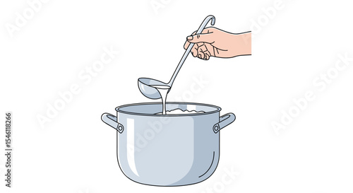 A Culinary Creation Awaits Pot of Goodness and Ladle Ready to Serve