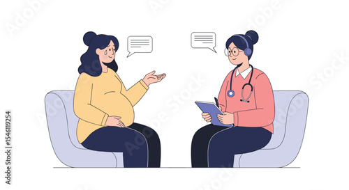 A Pregnant Woman Discussing Health Concerns With Her Doctor During A Prenatal Visit