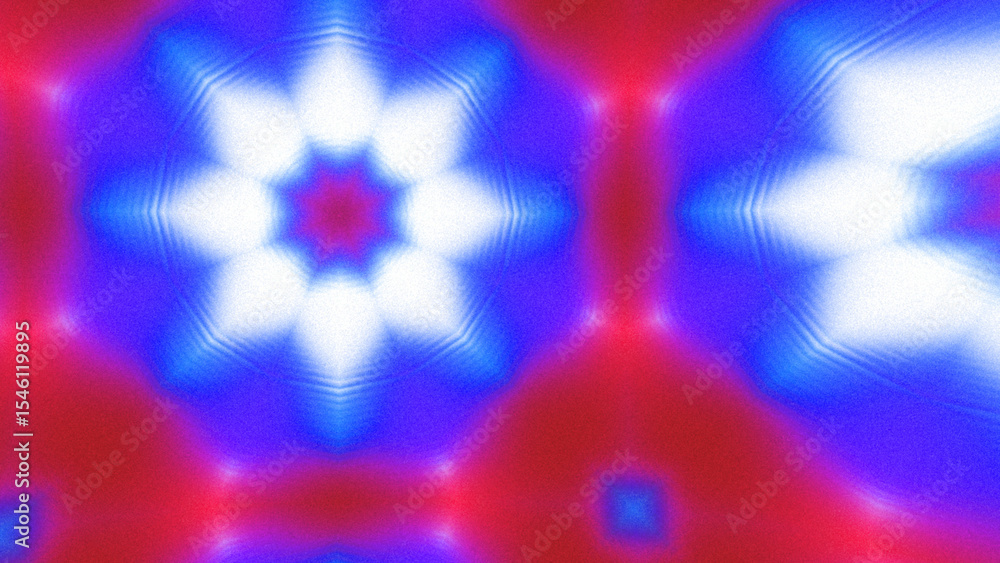 Obraz premium Abstract Radiant Burst with Soft Grain Texture, Symmetrical Glow Pattern in Psychedelic Style, Radiating Circular Abstract with Subtle Noise, Kaleidoscopic Starburst with Gradient Flow