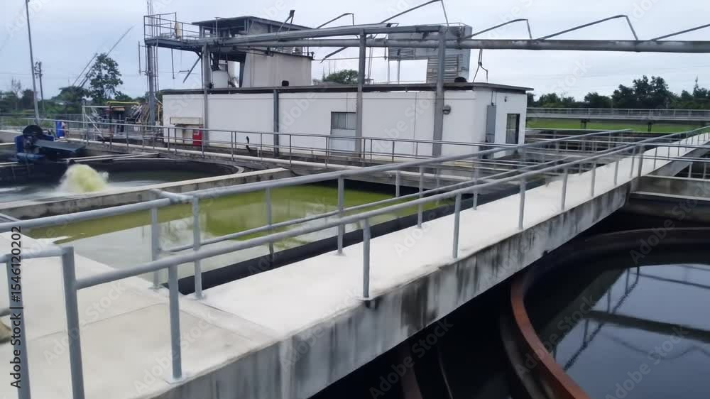 Water Treatment Plant Exterior With Green Water Tanks Water Treatment Plant Exterior With Green Water Tanks